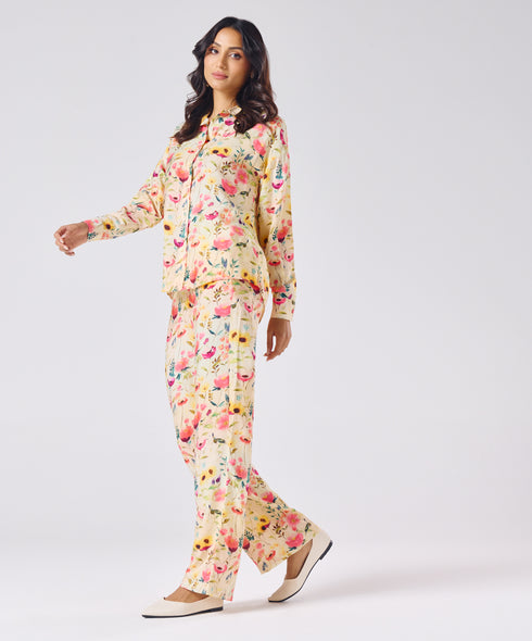 Floral Printed Cord Set- Top